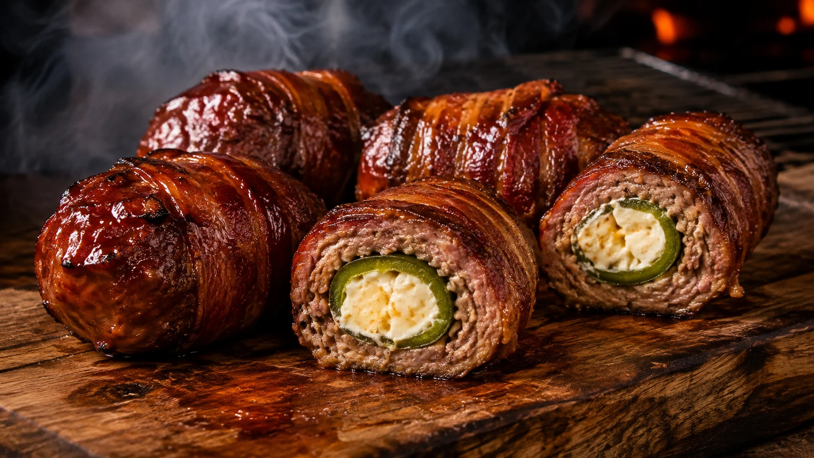Armadillo Eggs mit Käsefüllung, Hackfleisch und Bacon