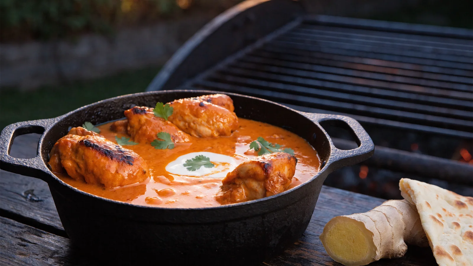 Butter Chicken in cremiger Tomaten-Butter-Sauce aus dem Dutch Oven