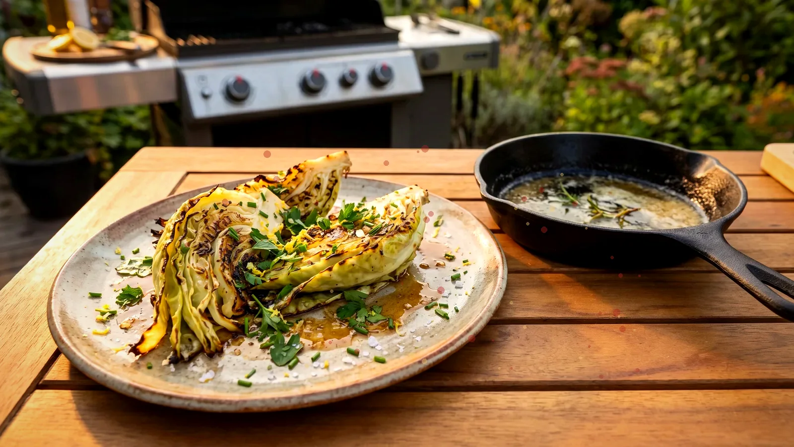 Gegrillte Cabbage Steaks mit Chili Crisp, Sesam und Limetten-Butter