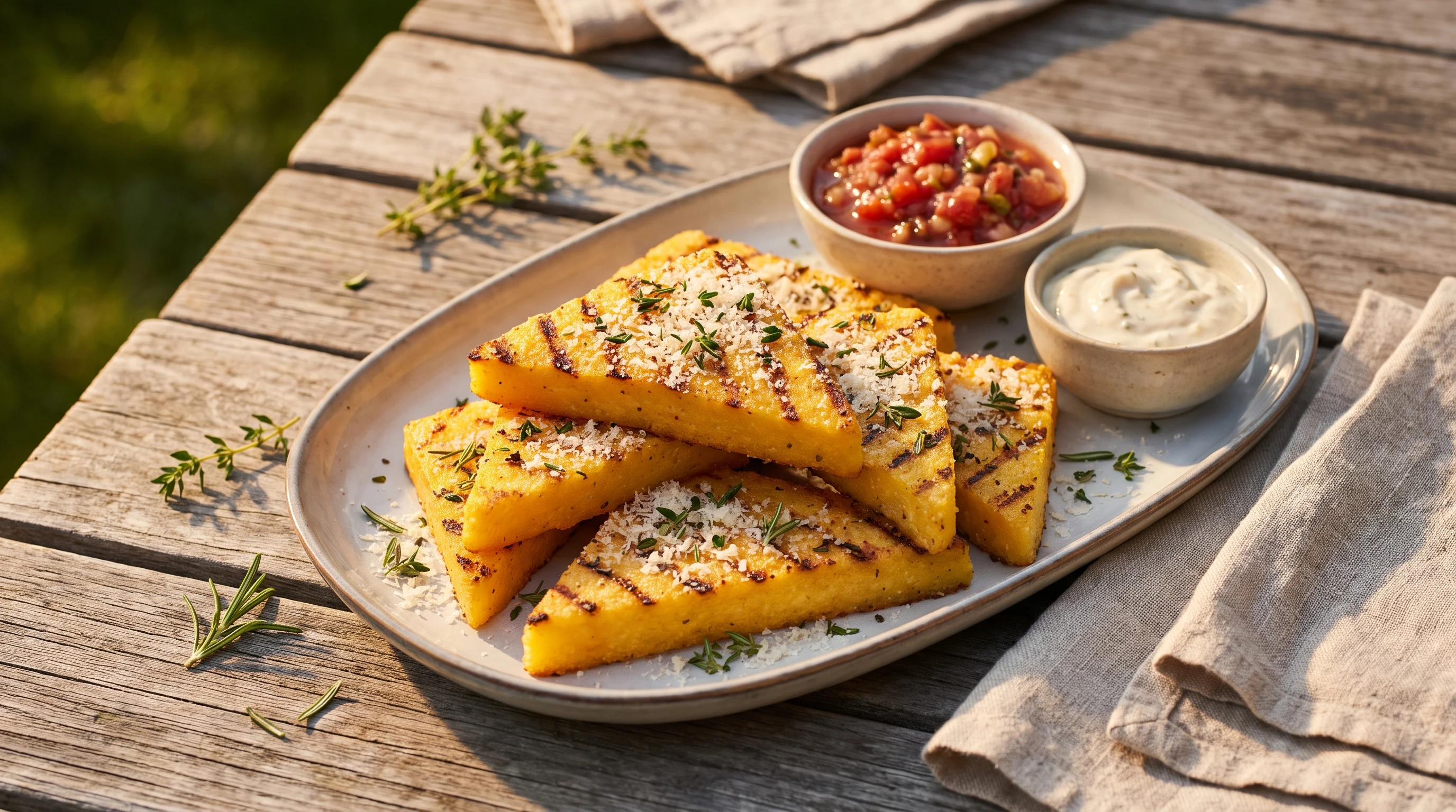 Knusprige Polenta-Ecken vom Grill