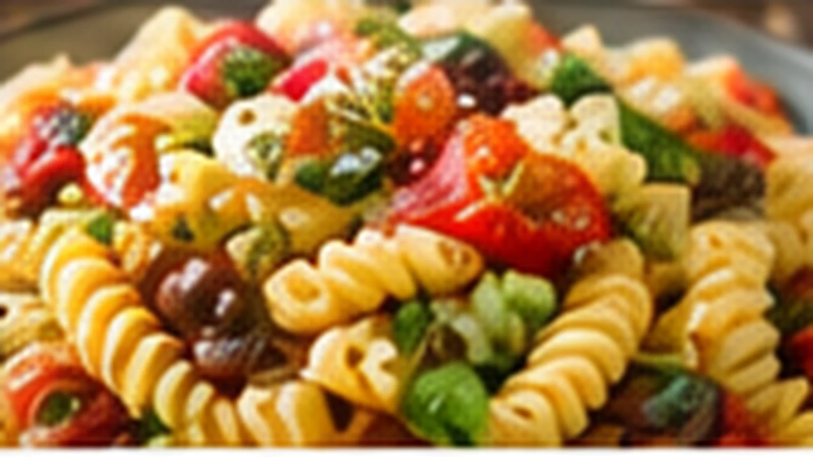 Bunter Nudelsalat zum Grillen mit Tomaten, Kräutern und Gemüse