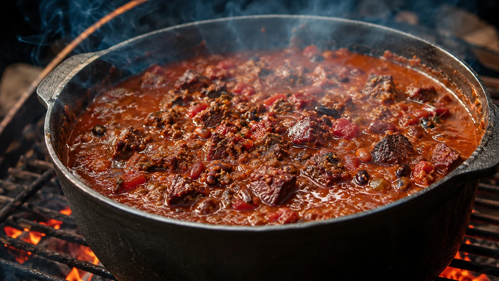 Over-the-Top Chili im Dutch Oven mit geräuchertem Hackfleisch