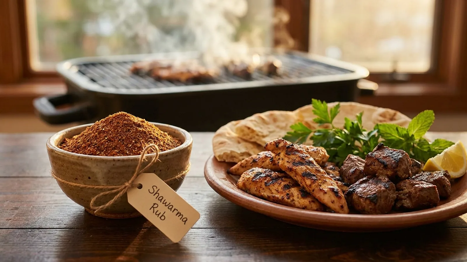 Shawarma Rub mit orientalischer Gewürzmischung und gegrilltem Hähnchen