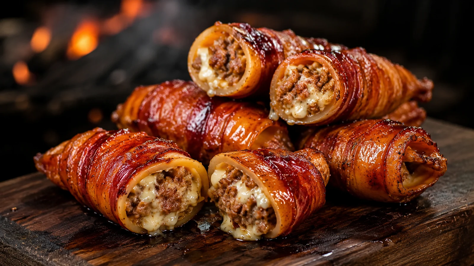 Smoked Shotgun Shells aus gefüllten Cannelloni im Baconmantel