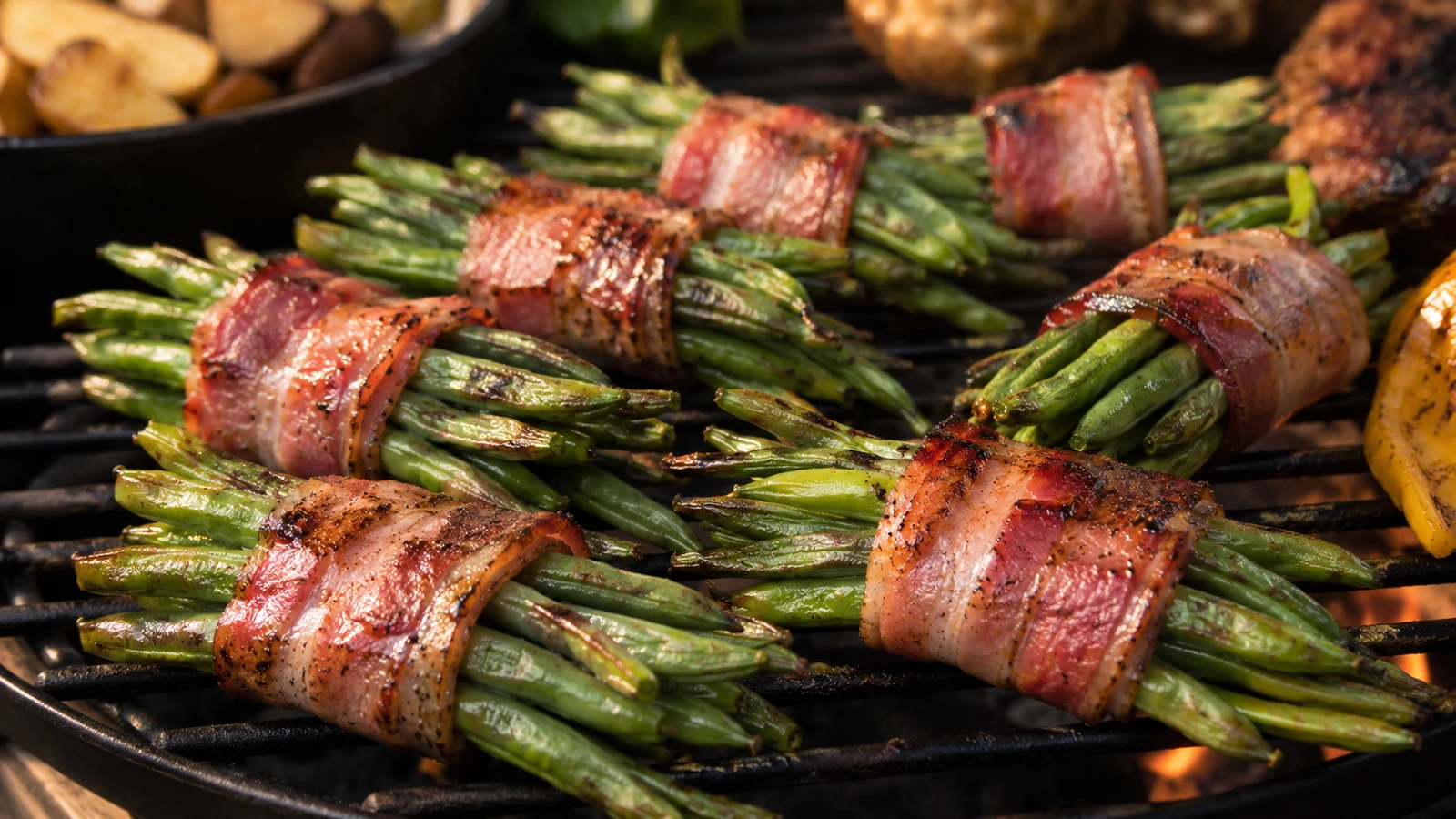Speckbohnen-Päckchen vom Grill mit grünen Bohnen im knusprigen Speckmantel