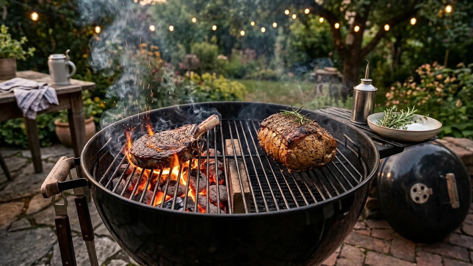 Grill mit starker direkter Hitze und indirekter Grillzone
