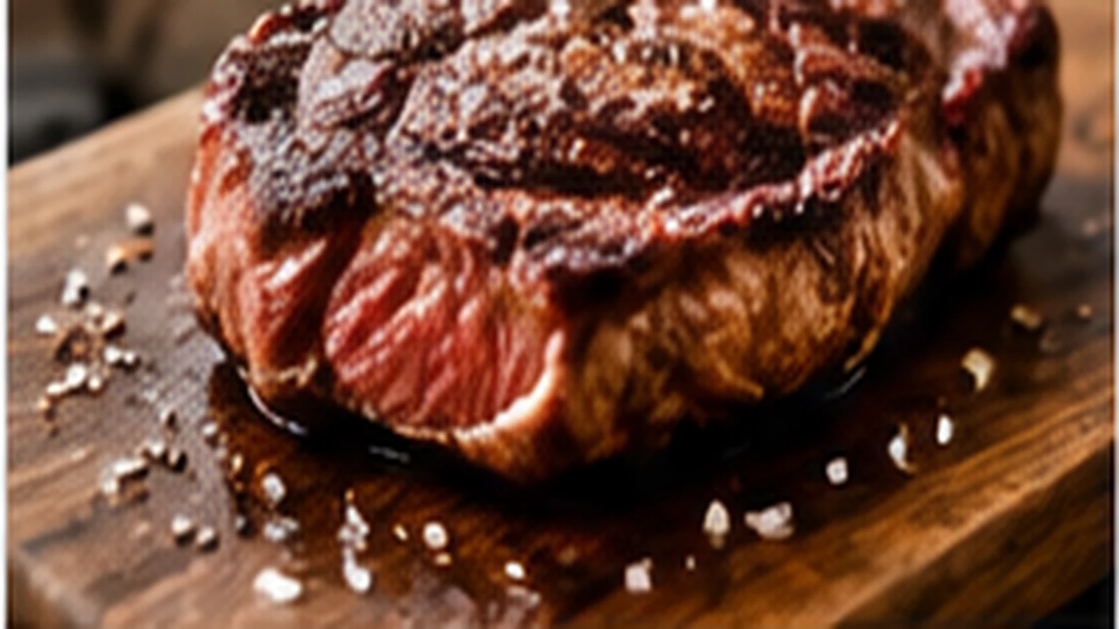 Rohes Steak auf einem Brett mit grobem Salz auf der Oberfläche