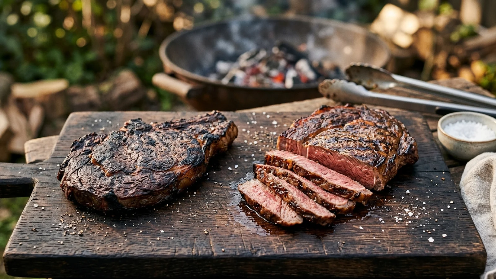 Trocken gegrilltes und saftig gegrilltes Steak im Vergleich